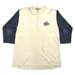 Vtg 80s Ebbets Field Flannels 3/4 Sleeve Fungo Henley Shirt 2XL Mens Baseball